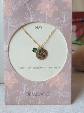 Demdaco May Birthflower Necklace with Birthstone Charm